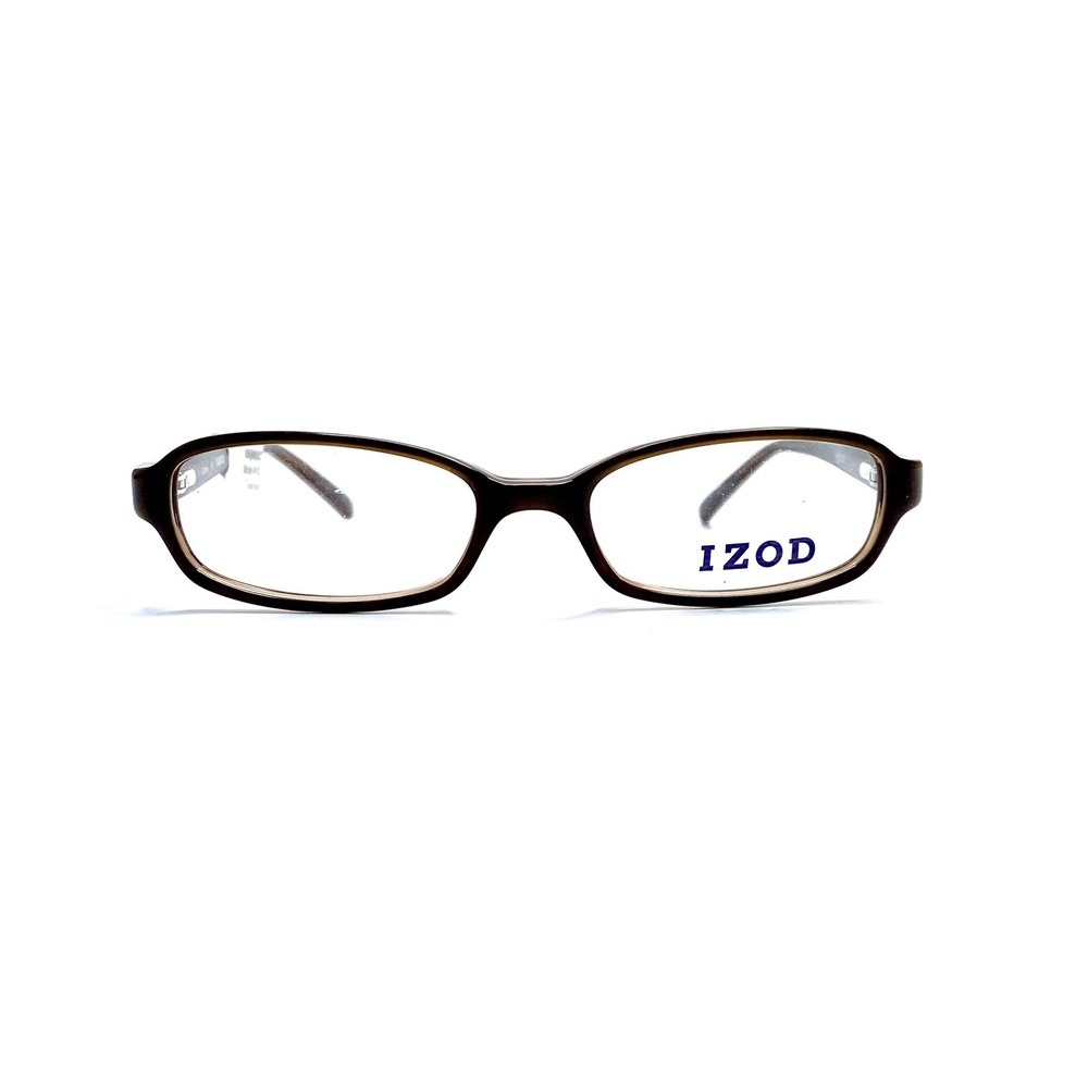 New IZOD Brown Clear Rectangular Glasses Temples 607 46 16 125